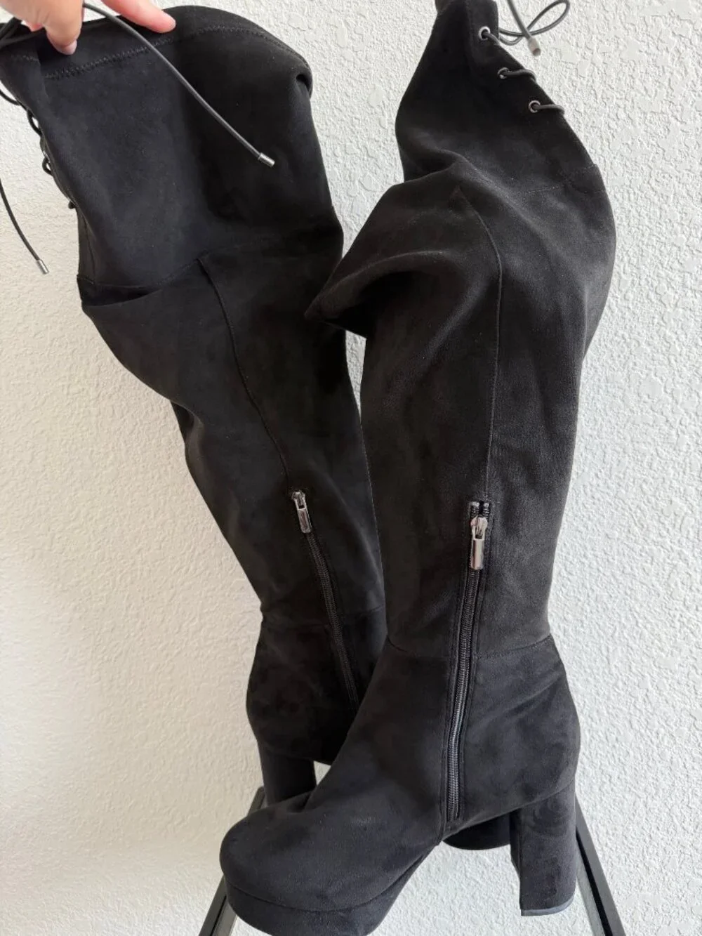 Torrid Black Faux Suede Over the Knee Heel Boot - Size 11WW